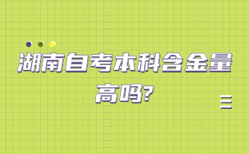 湖南自考本科含金量高吗?