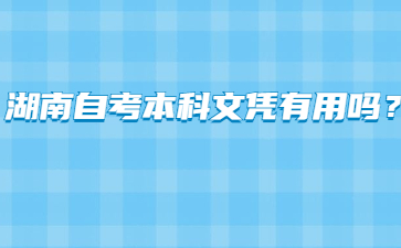 湖南自考本科文凭有用吗?